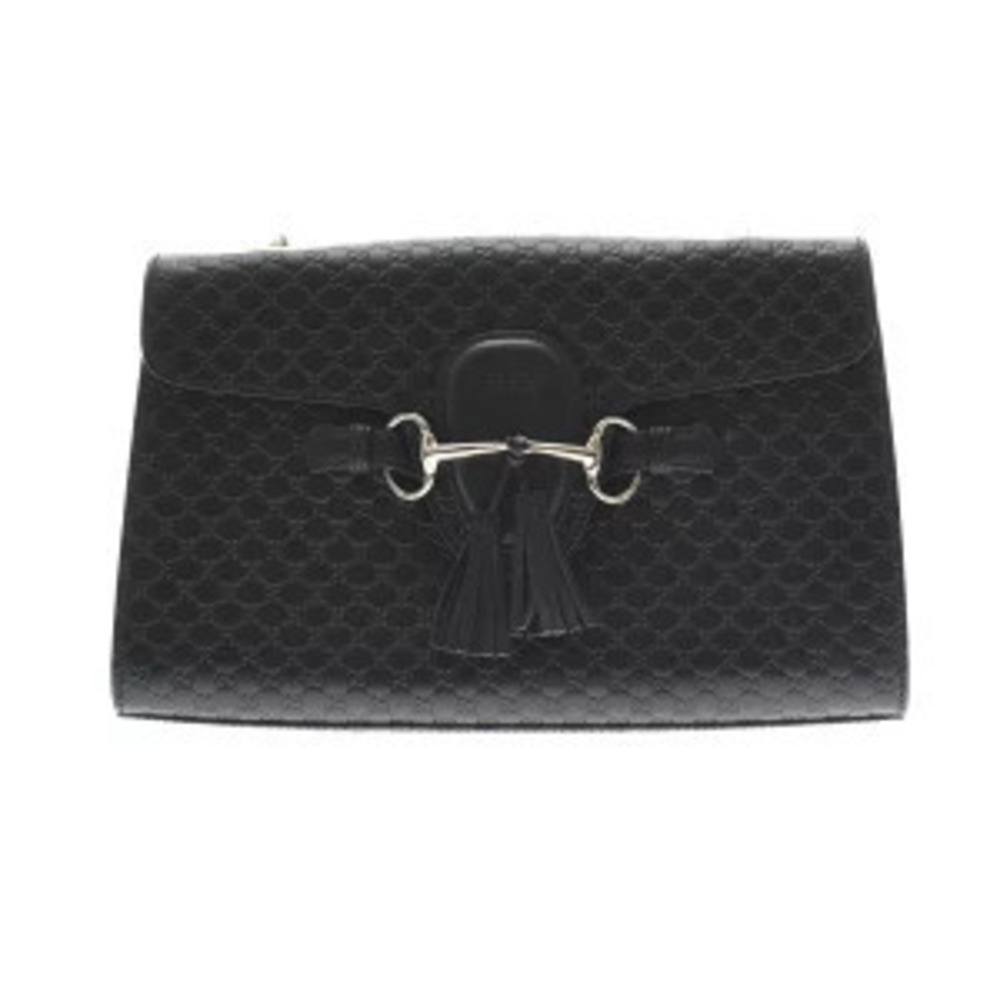 Gucci Chain Black Shoulder Shoulder Horsebit Leather ssima Bag - Picture 2 of 9